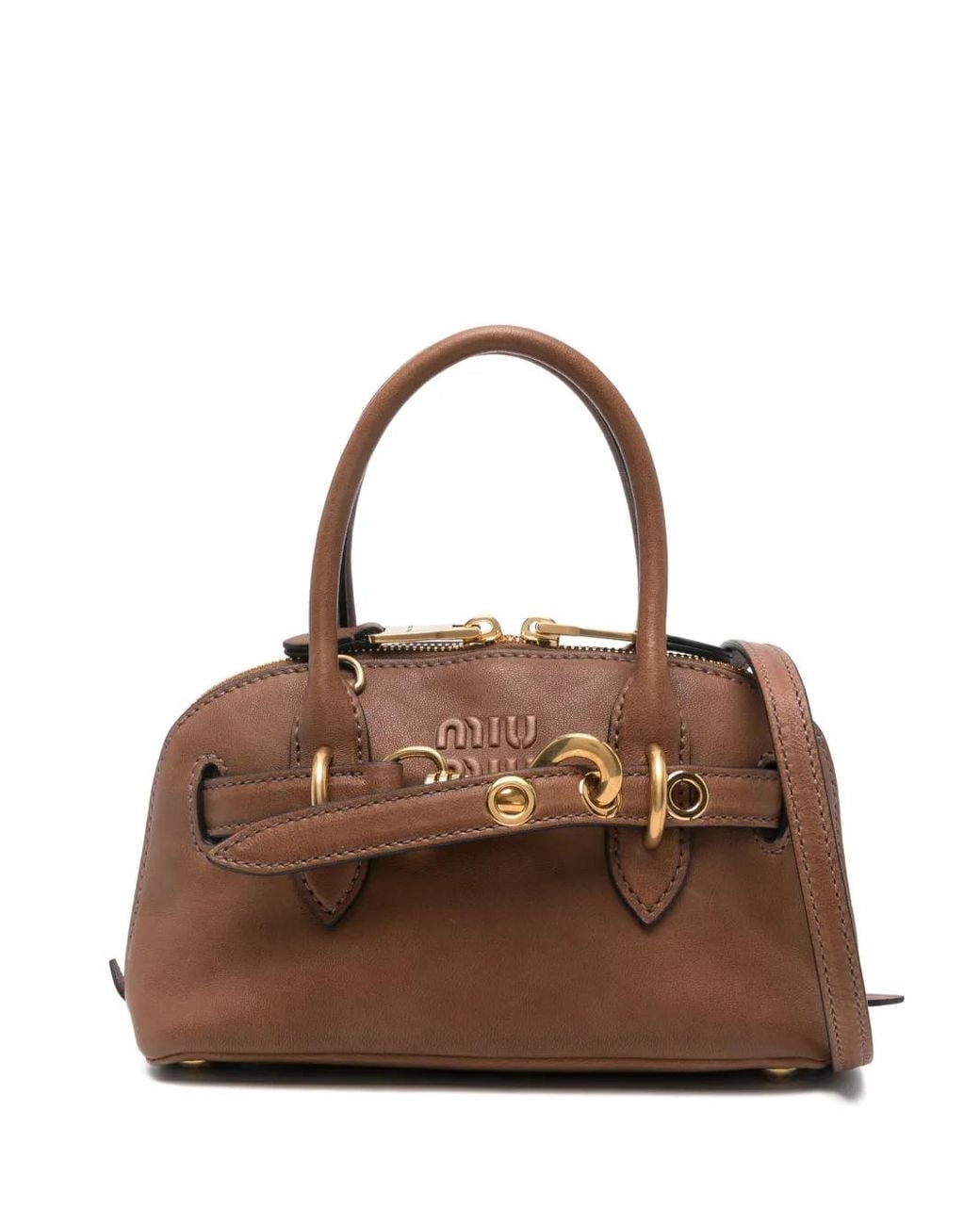 Miu Miu Brown Aventure Mini Nappa Leather Bag