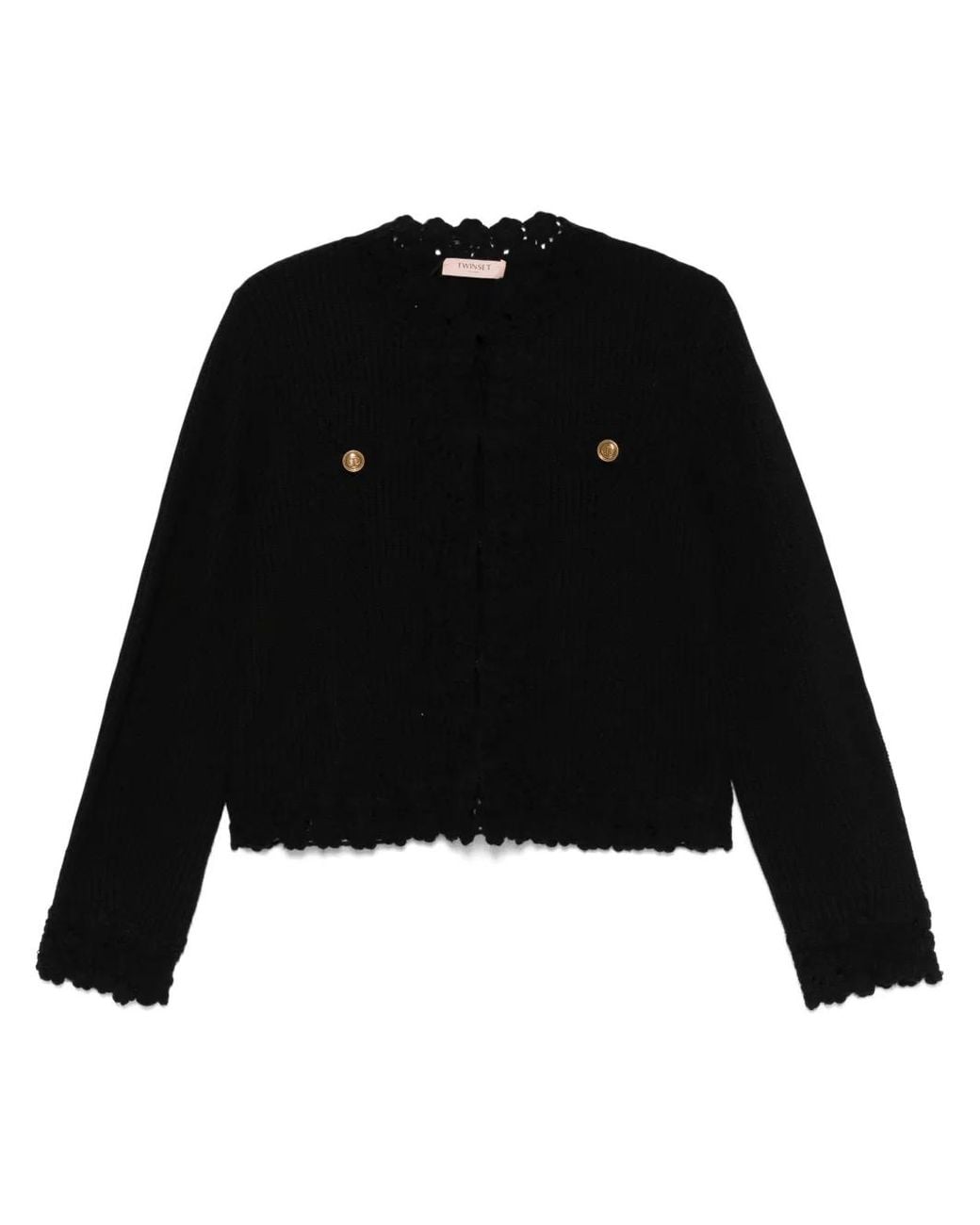 Twinset Black Crochet-Trim Cardigan