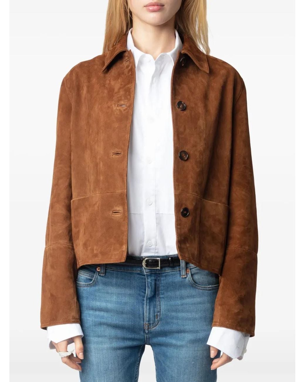 Zadig & Voltaire Brown Lessa Jacket 100% Suede Leather