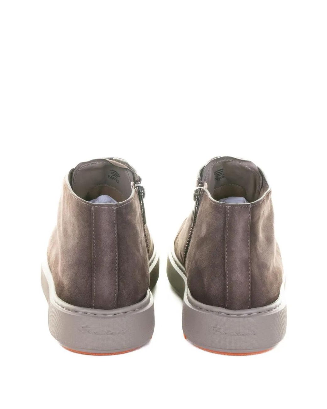 Santoni Brown Leather High-Top Sneakers for men