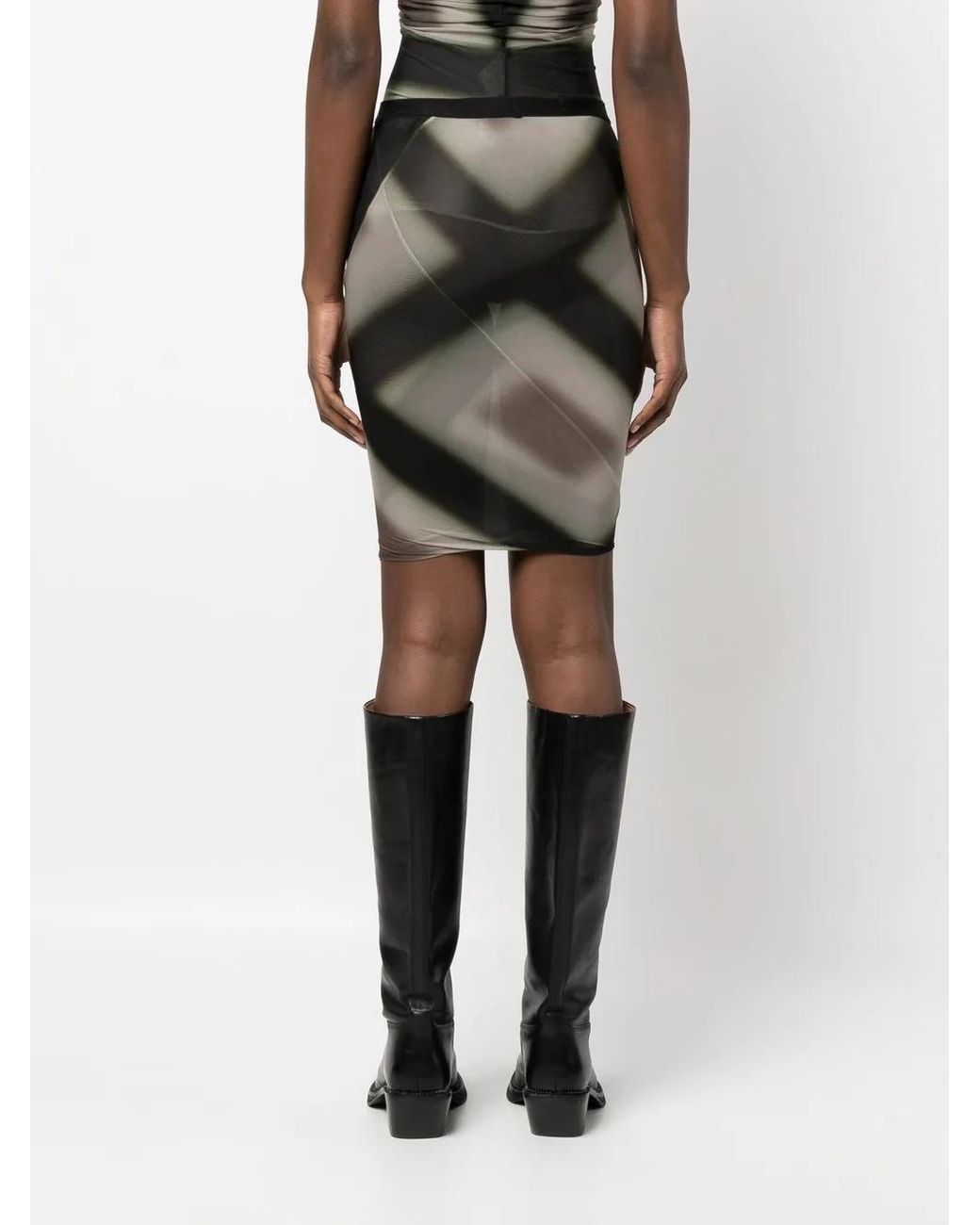 Rick Owens Black Patterned Midi Skirt