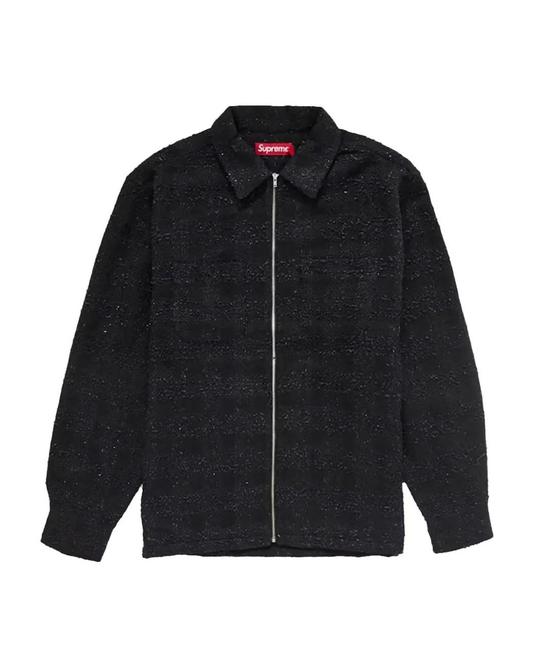 Supreme Bouclé Zip-Up Shirt in Black for Men | Lyst