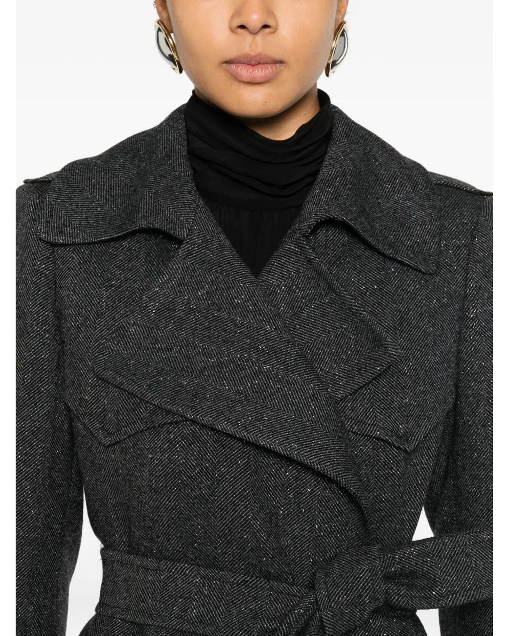 Tagliatore Black Belted Carola Coat