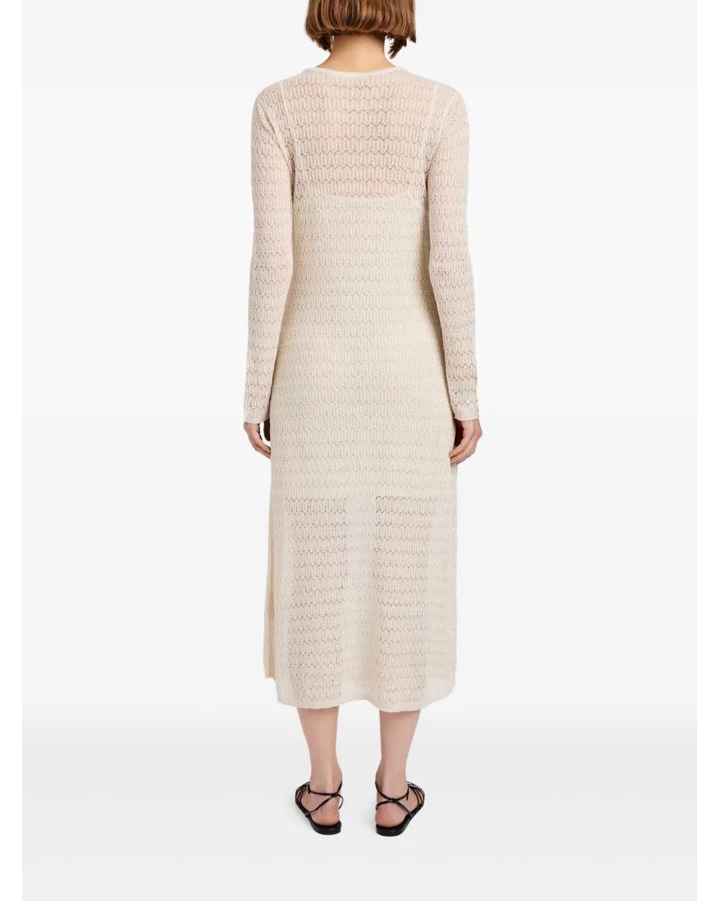 Proenza Schouler Natural Knitted Long-Sleeve Midi Dress