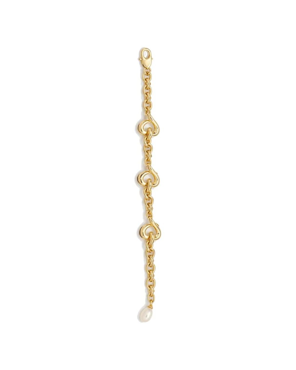 Yoj Metallic Agape Heart Pearl Chain Bracelet