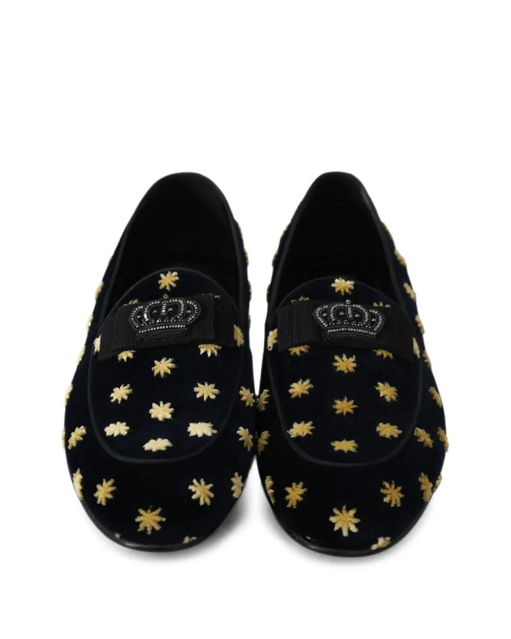 Dolce & Gabbana Black Star-Embroidered Crown-Embellished Loafers for men