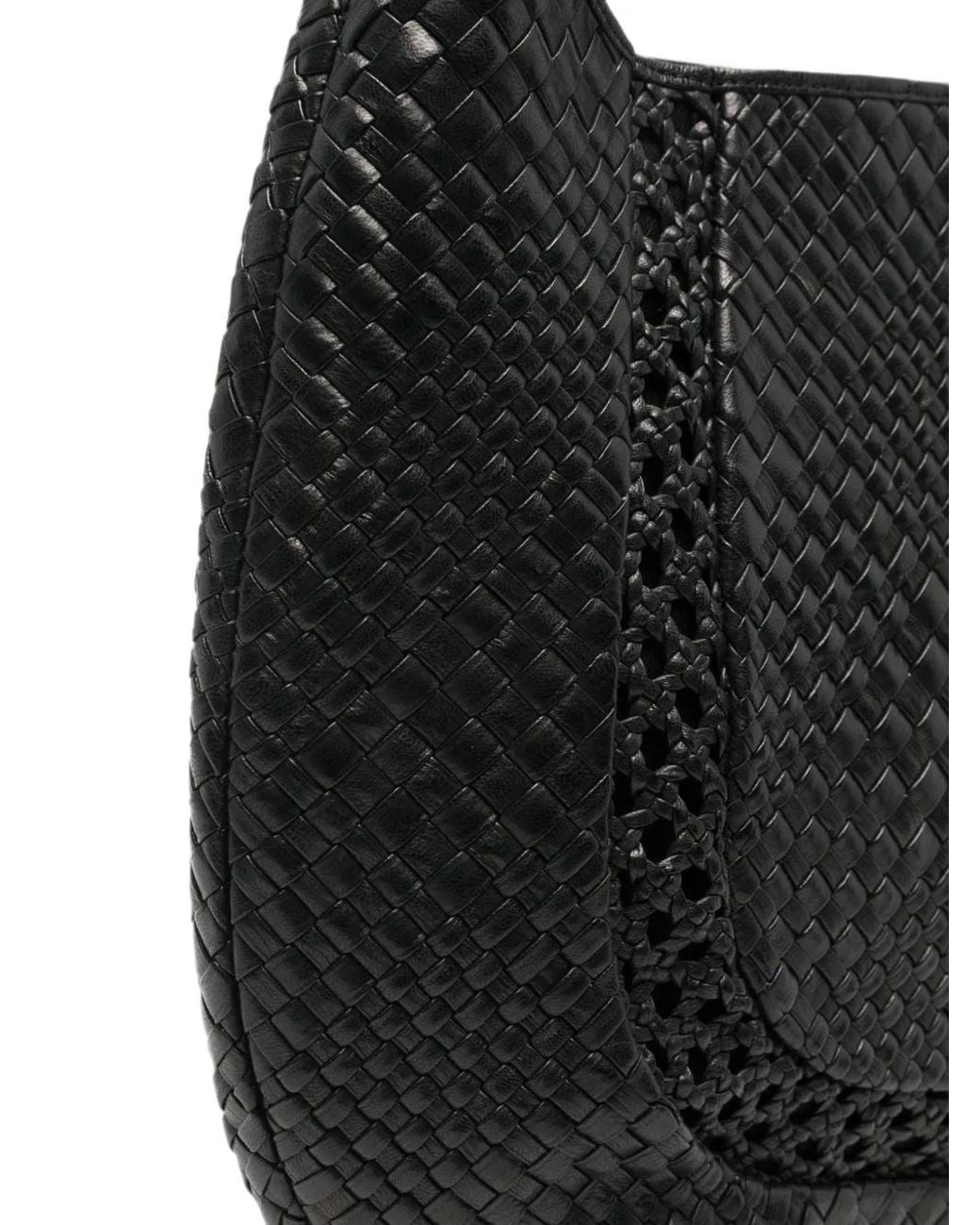 IBELIV Black Lamia Woven Leather Tote Bag