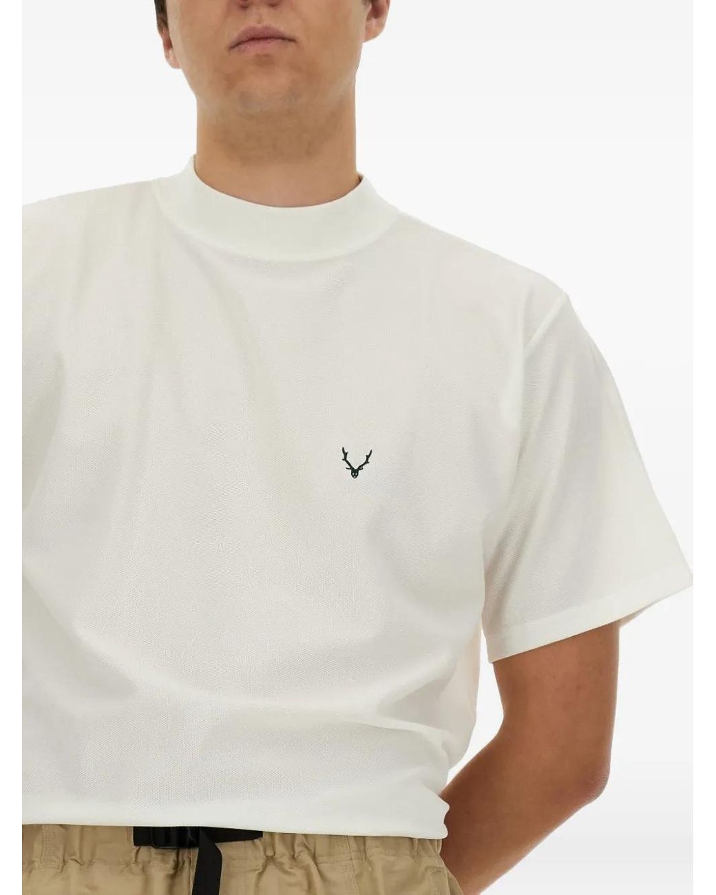 South2 West8 White Logo-Embroidered T-Shirt for men