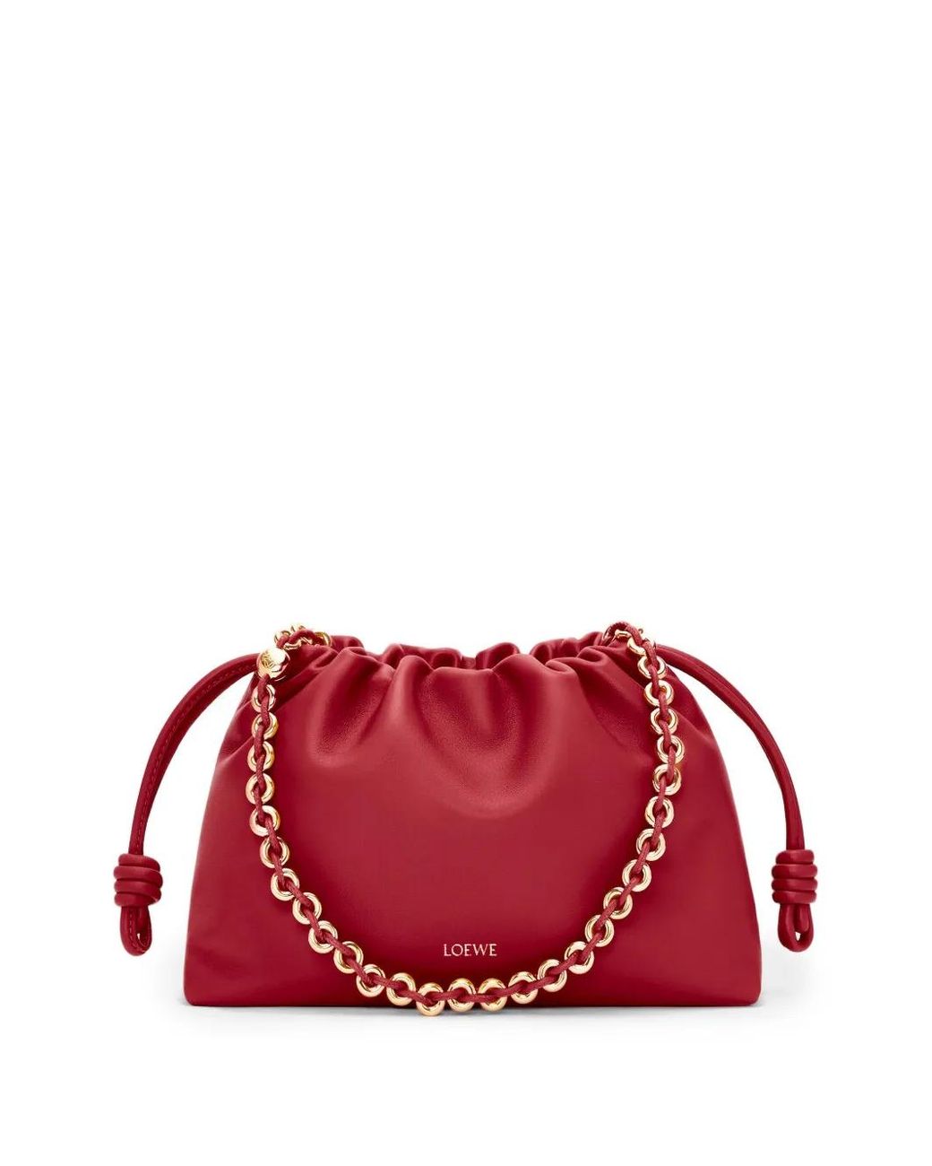 Loewe Red Flamenco Chain Handle Medium Shoulder Bag