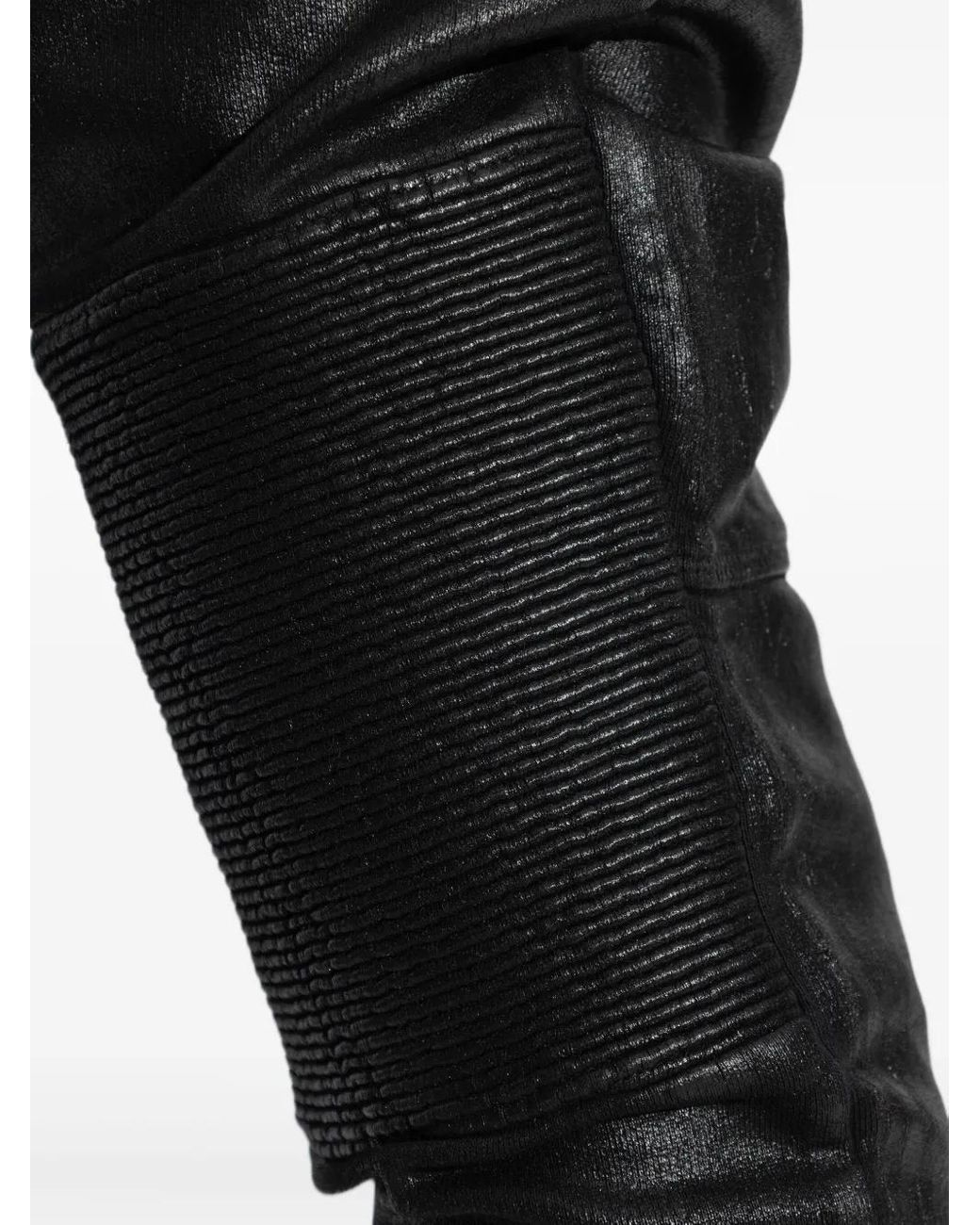 DSquared² Black Tapered Waxed Trousers for men