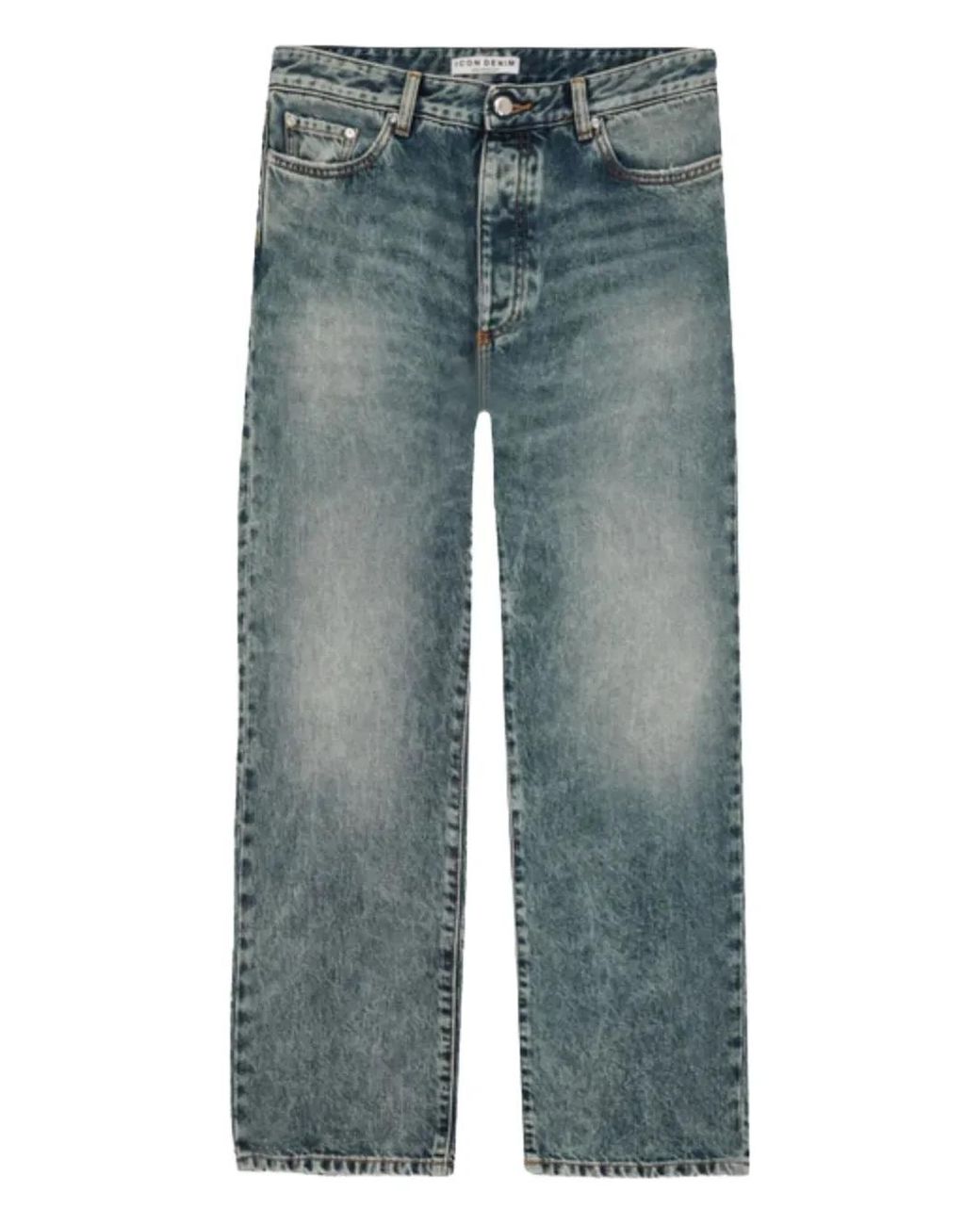 ICON DENIM Blue Buttoned Straight-Leg Jeans for men
