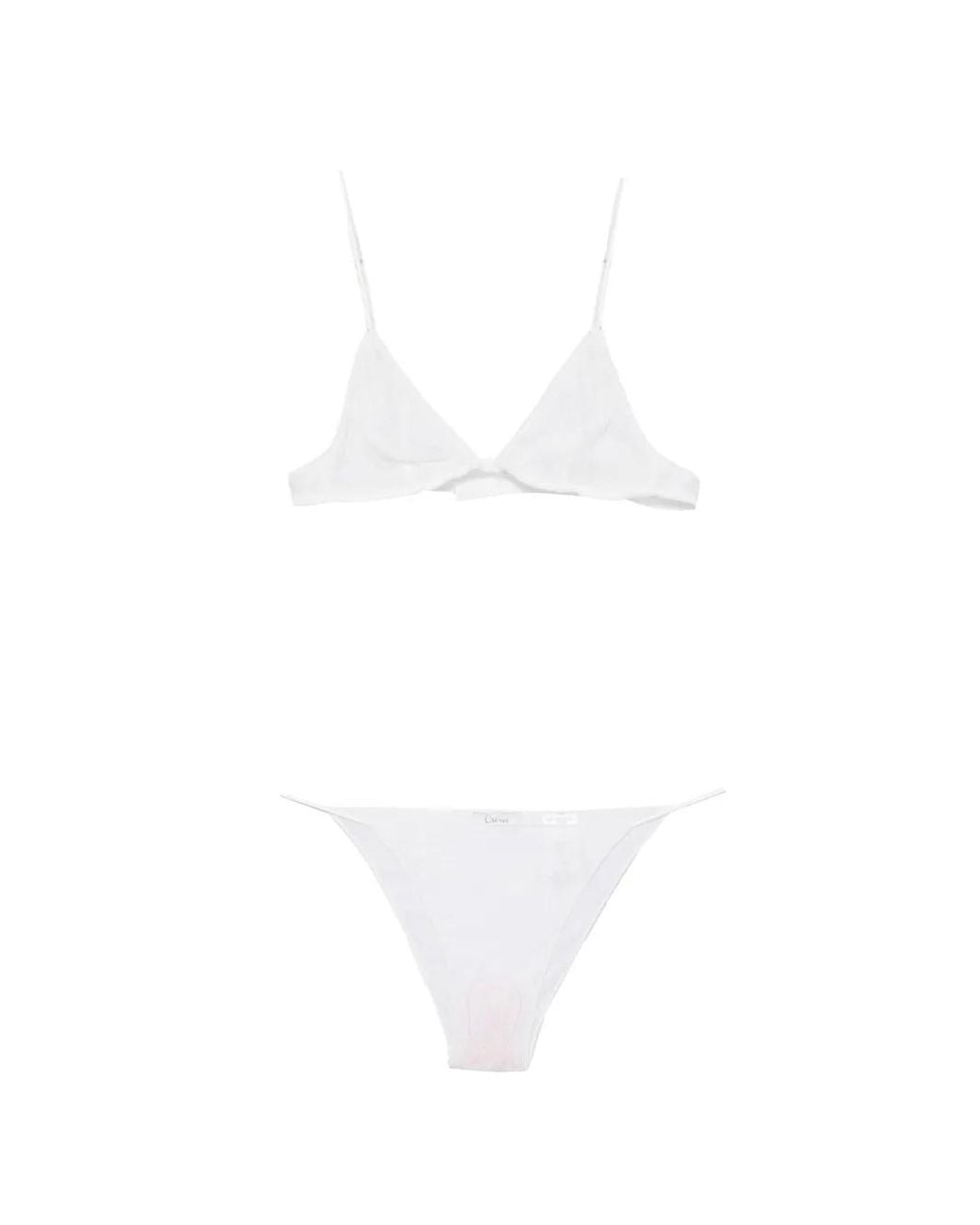 Oseree White Lace-Trim Lingerie Set (Set Of Two)