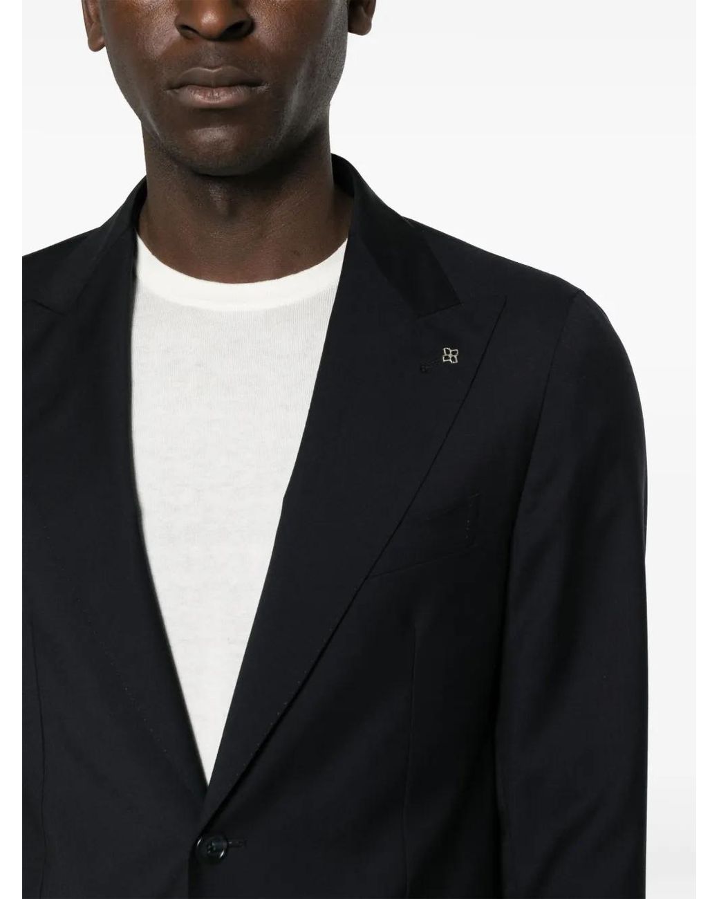Tagliatore Blue Brooch-Detail Wool Suit for men