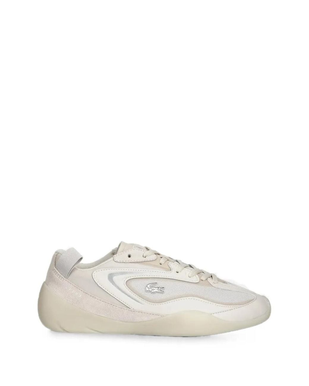 Lacoste White Baskets Side Low À Empiècements En Mesh