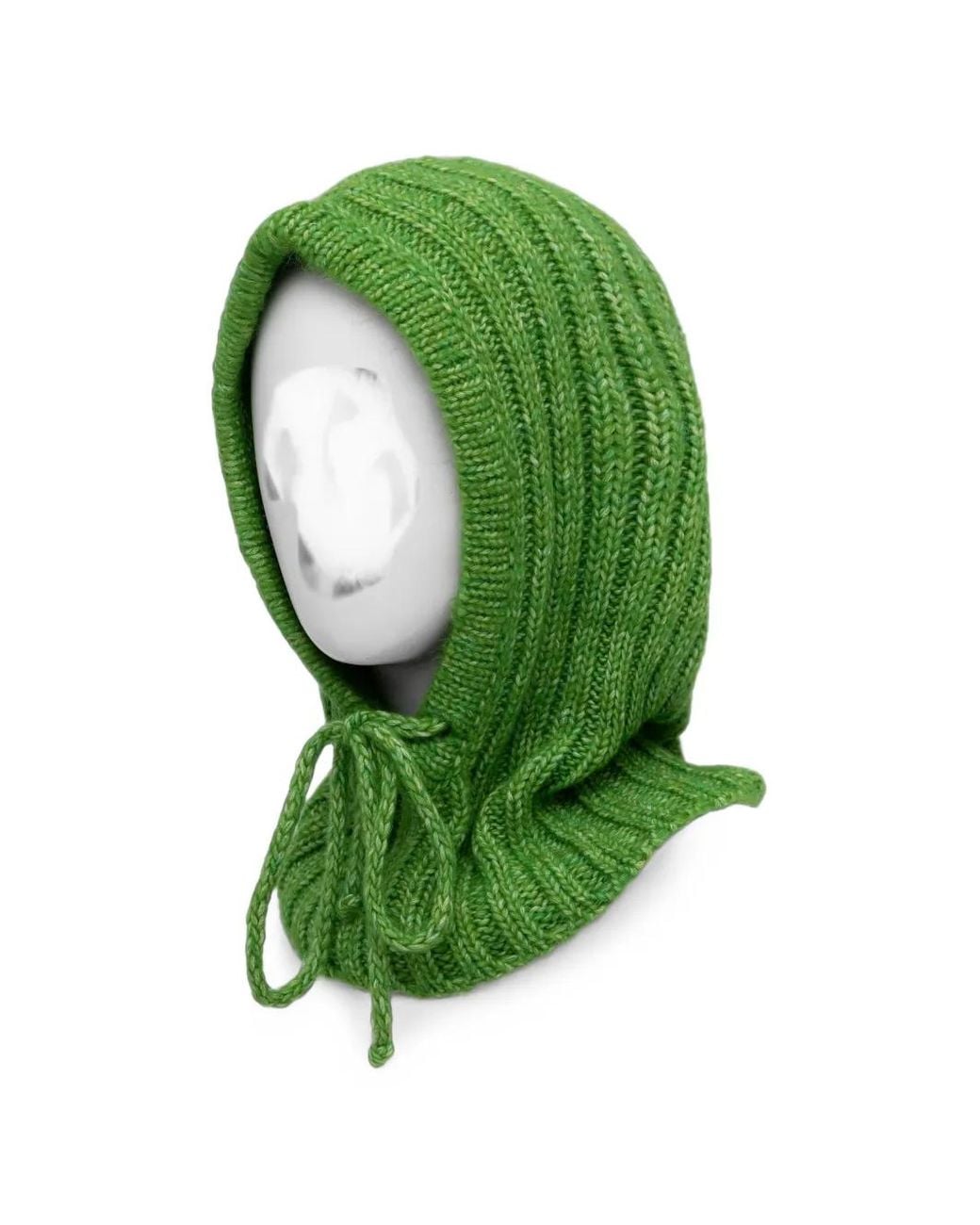 Essentiel Antwerp Green Ribbed-Knit Balaclava Hat
