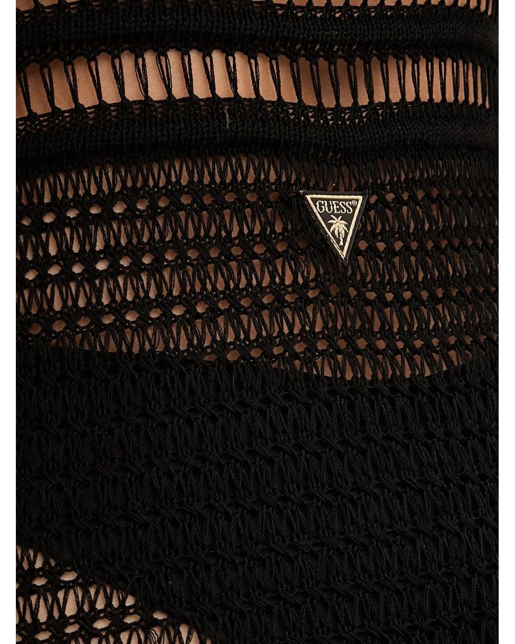Guess Black Openwork Knitted Long Dress