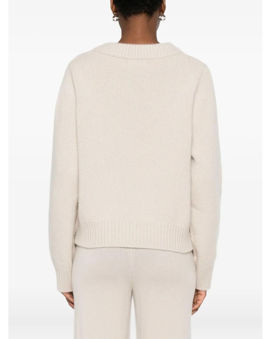 Soft Goat White Knit Chunky V Neck