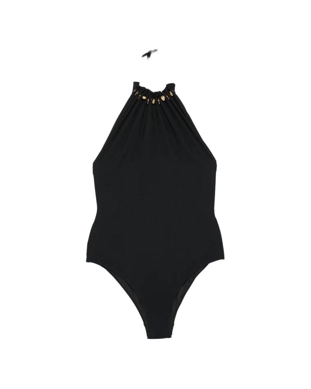 Zimmermann Black Charm-Embellished Halterneck Swimsuit