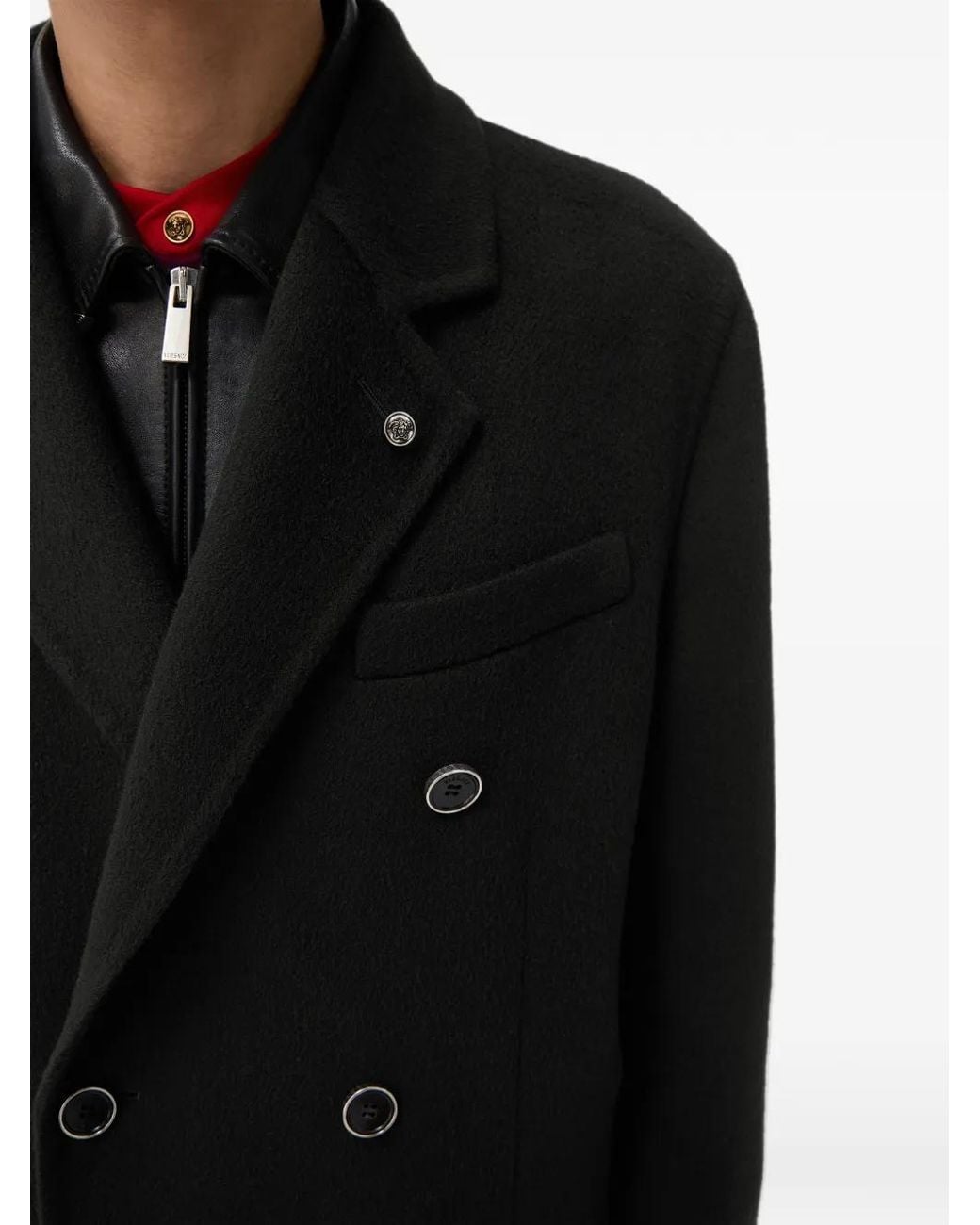 Versace Black Double-Breasted Coat for men