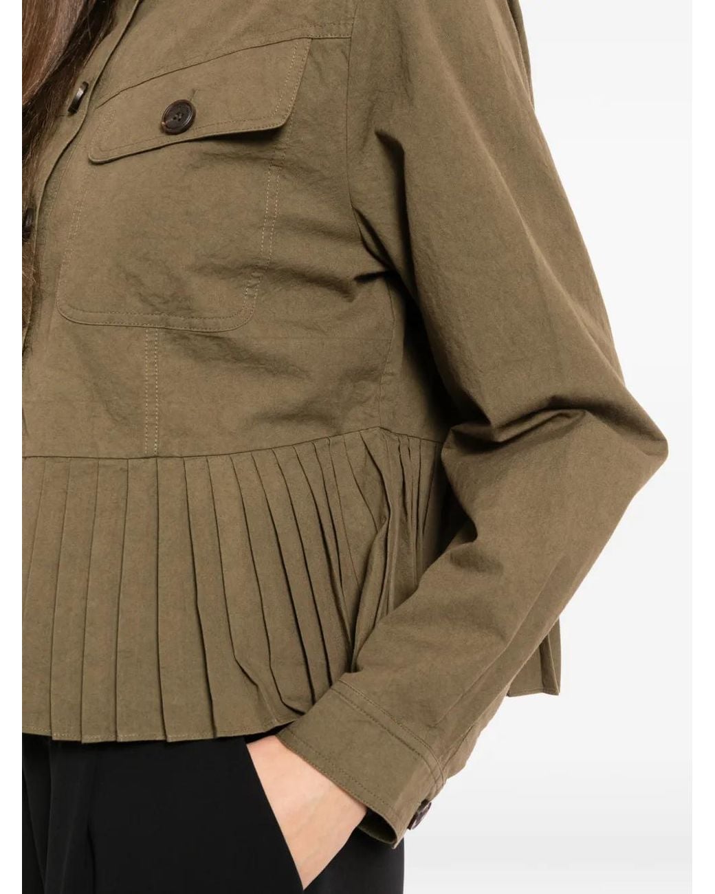 COTEMP Green Pleated-Hem Cropped Jacket