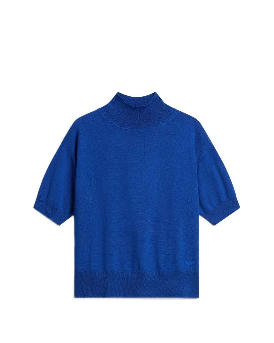 Woolrich Blue T-Shirt Manches Courtes À Col Montant