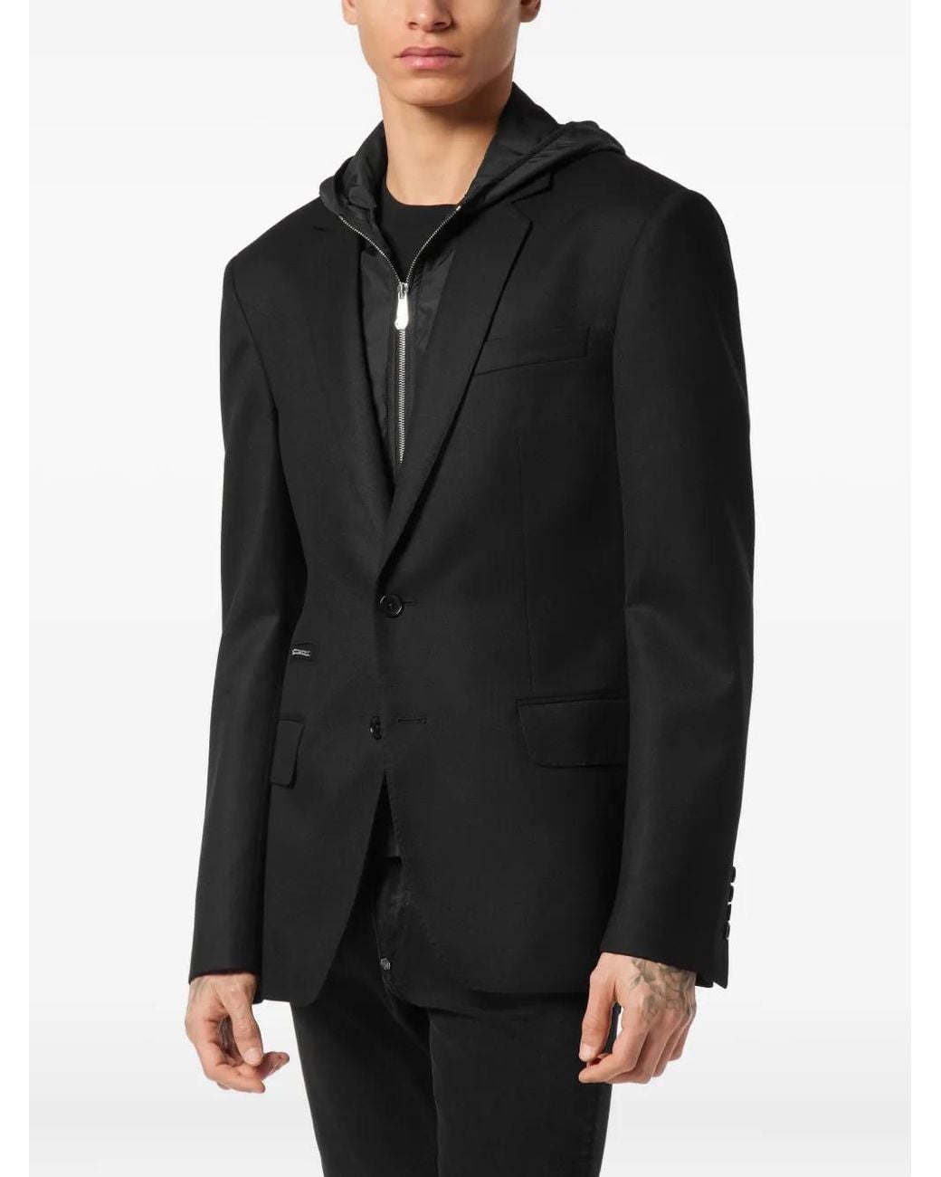 Philipp Plein Black Single-Breasted Blazer for men