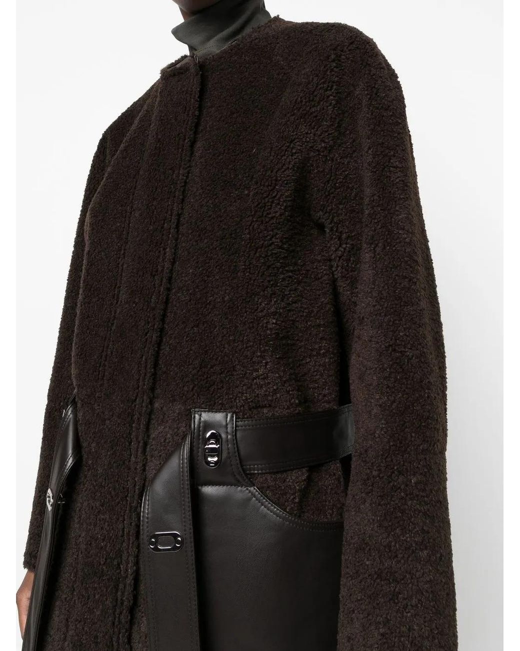 Low Classic Black Faux-Leather Zip-Up Coat