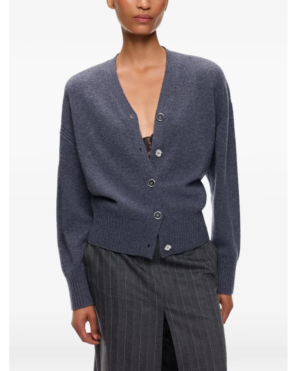 Pinko Blue Wool And Cashmere Cardigan