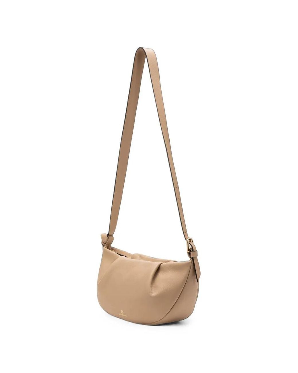 La Portegna White Claudia Croissant Shoulder Bag