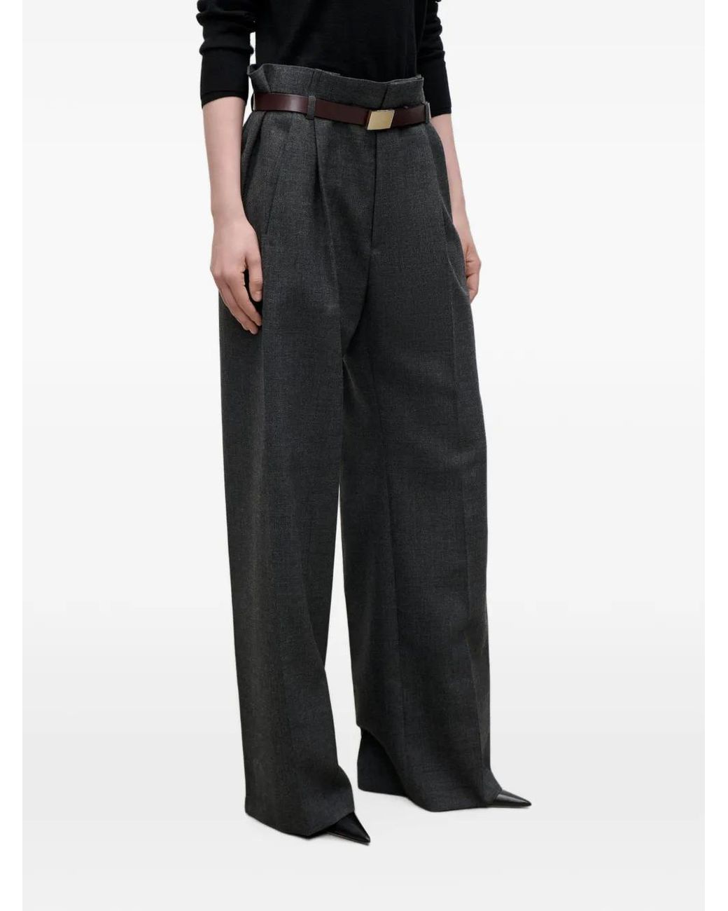 Victoria Beckham Black Ethel Wide-Leg Trousers