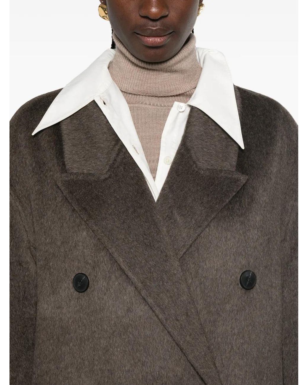 The Dynamis Studio Brown Double-Breasted Peak-Lapel Coat