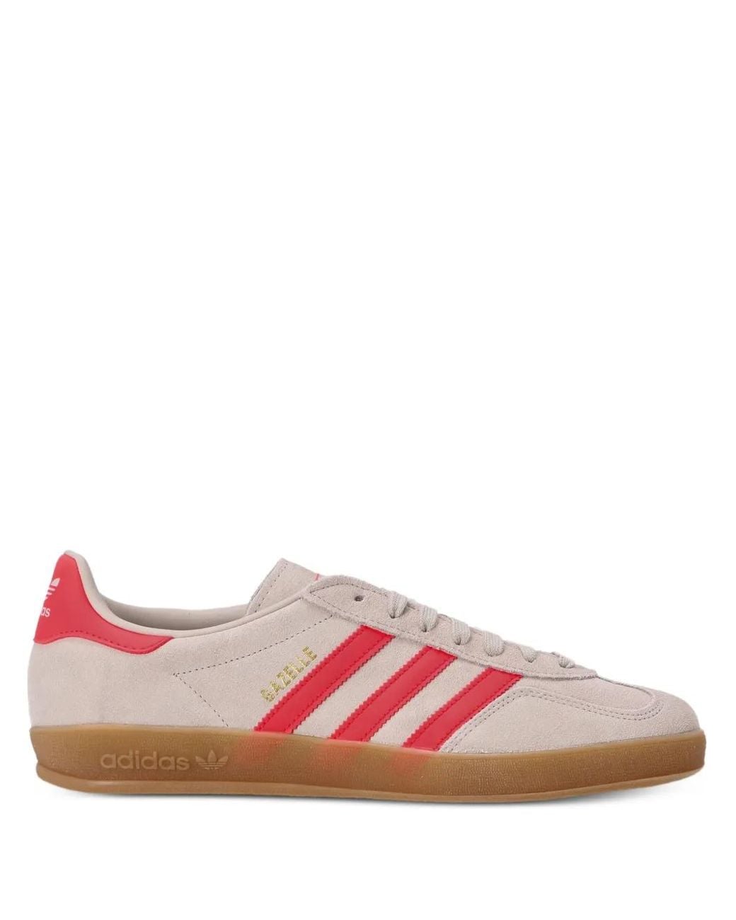 Adidas Pink Three-Stripe Leather Low-Top Sneakers