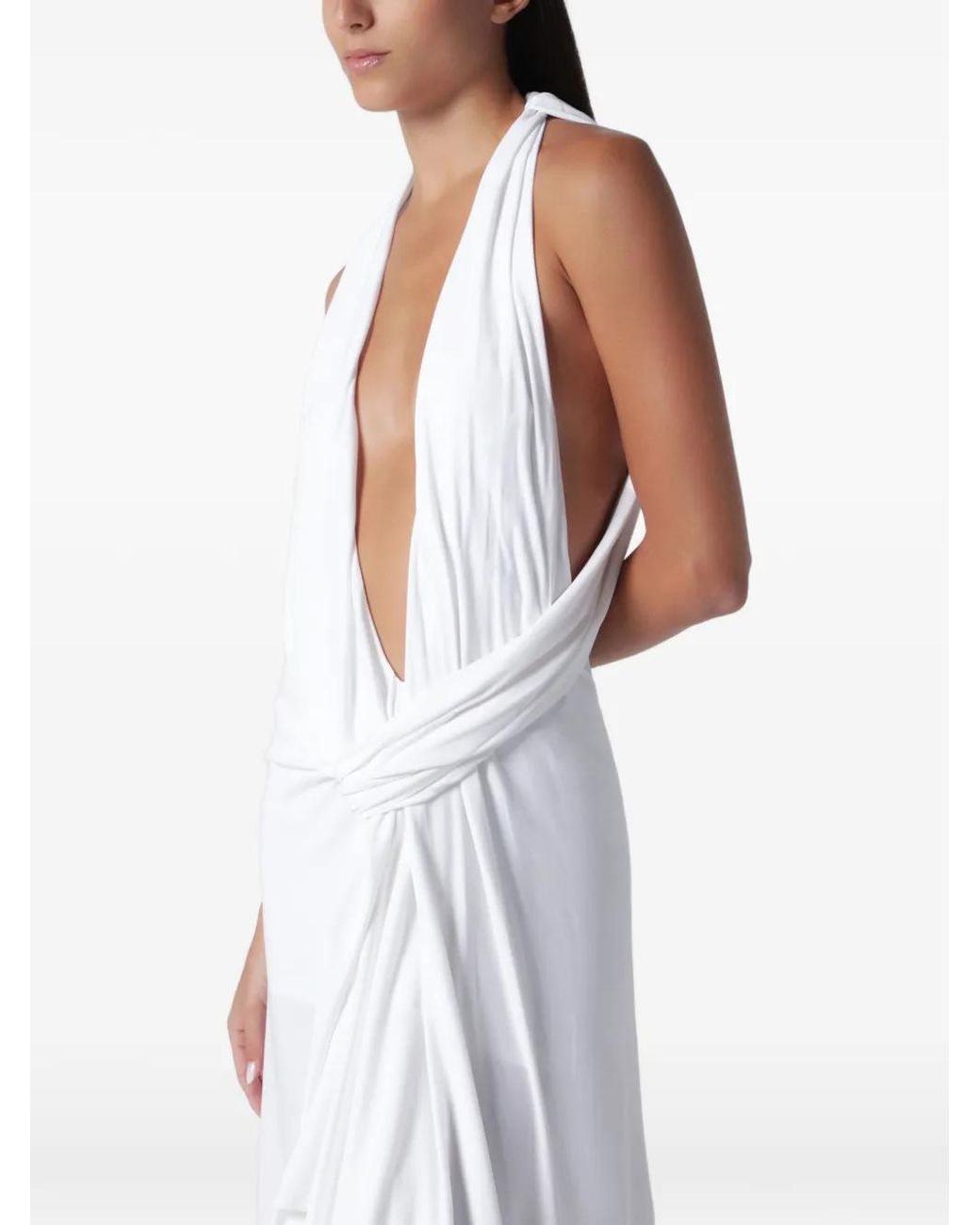 Christopher Esber White Spire Cascade Sleeveless Midi Dress