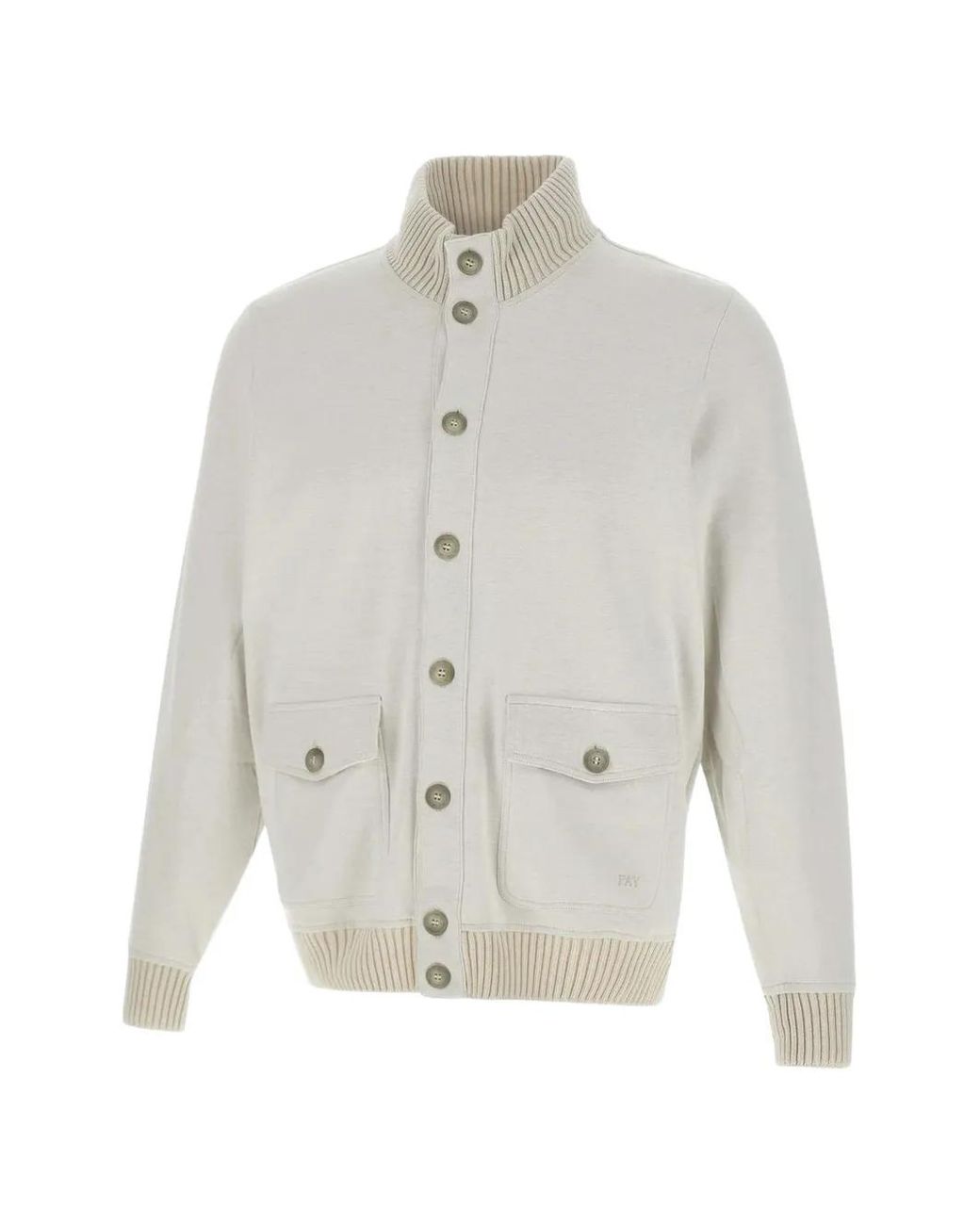 Fay White Ribbed Trim Flap Pockets Jacket for men