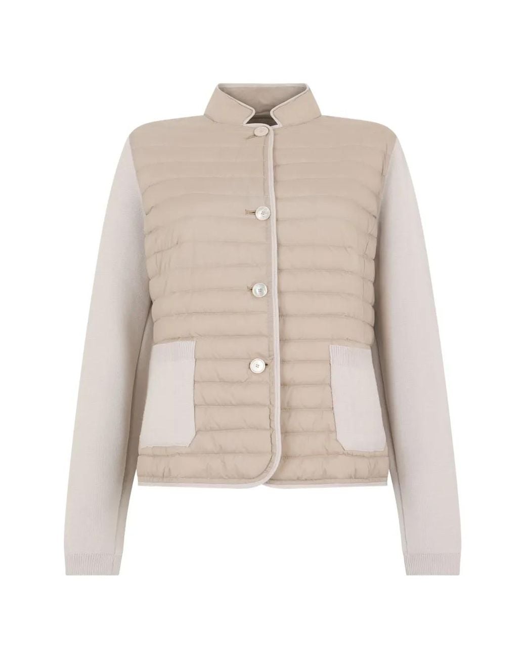 Moorer Natural Quilted Panelled Jacket