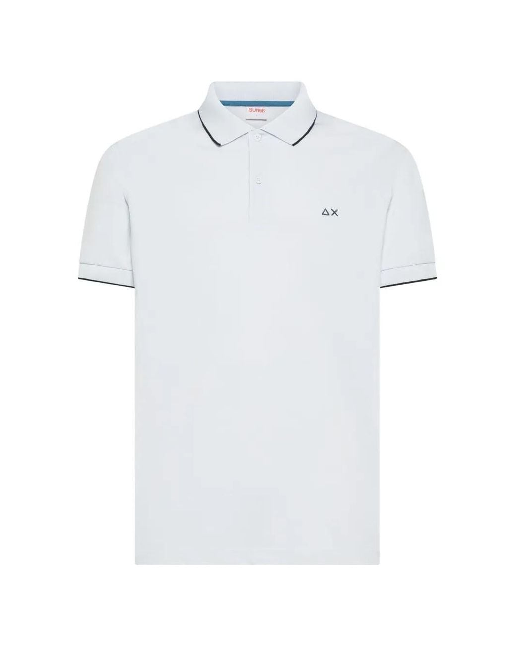 Sun 68 White Logo-Embroidered Tipped Polo Shirt for men