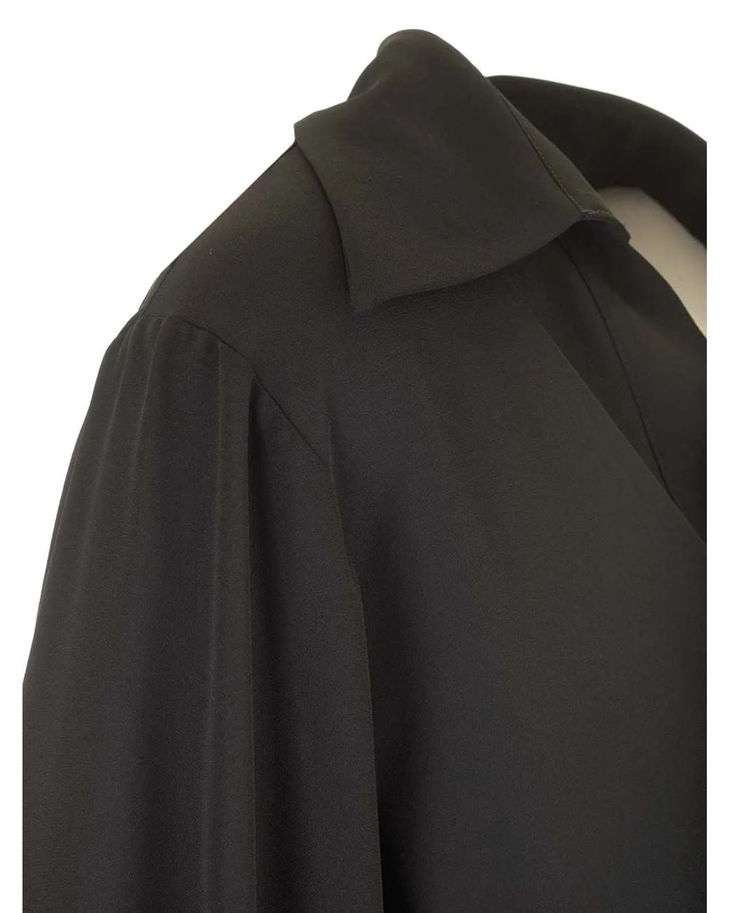 Al Duca D'aosta Black V-Neck Long-Sleeve Top
