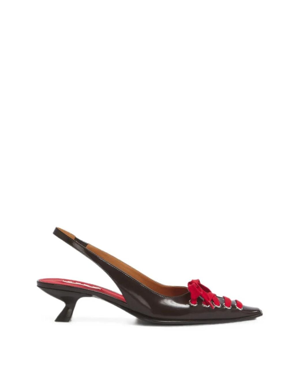 Marni Multicolor Escarpins En Cuir Foncé Kat Slingback