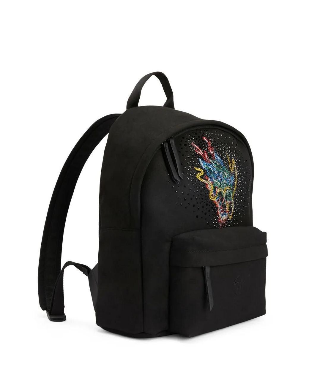 Giuseppe Zanotti Black Dragon Crystal Rhinestone-Embellished Backpack for men