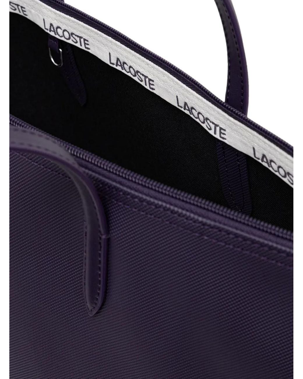 Lacoste Blue Large Logo-Patch Tote Bag