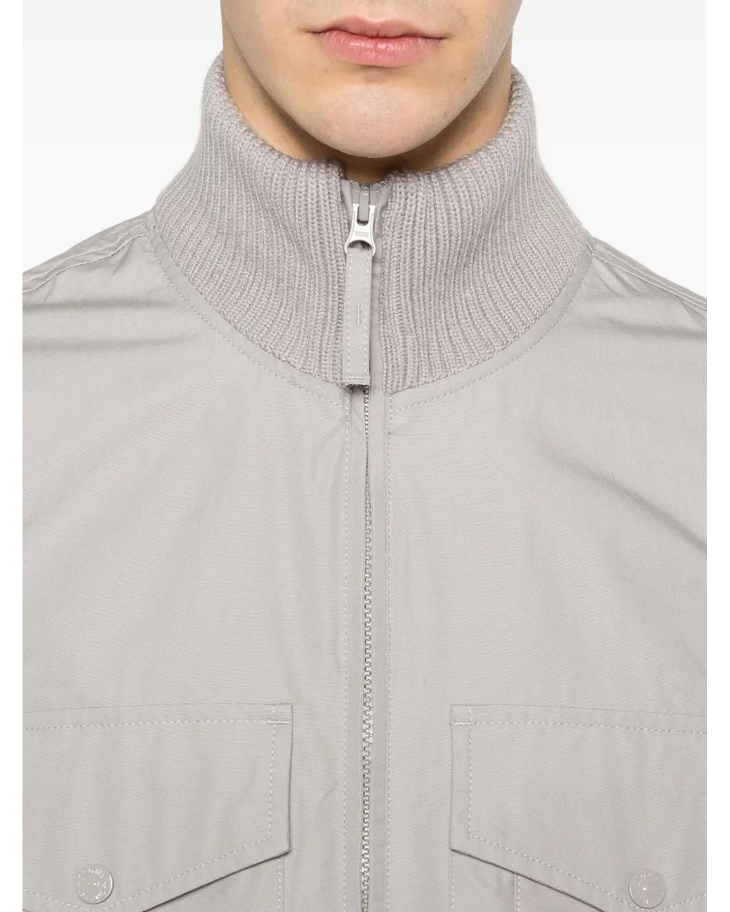 Stone Island Gray Logo-Patch Jacket for men