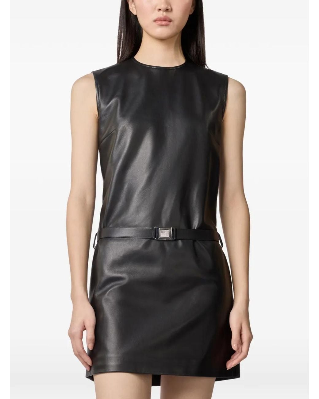 Tod's Black Belted Leather Mini Dress