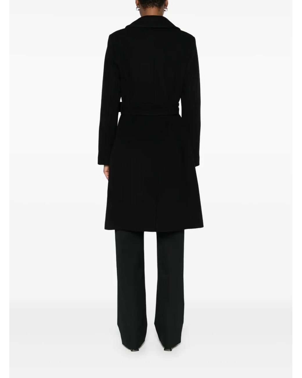 La Petite Robe Di Chiara Boni Black Embellished Belted Coat