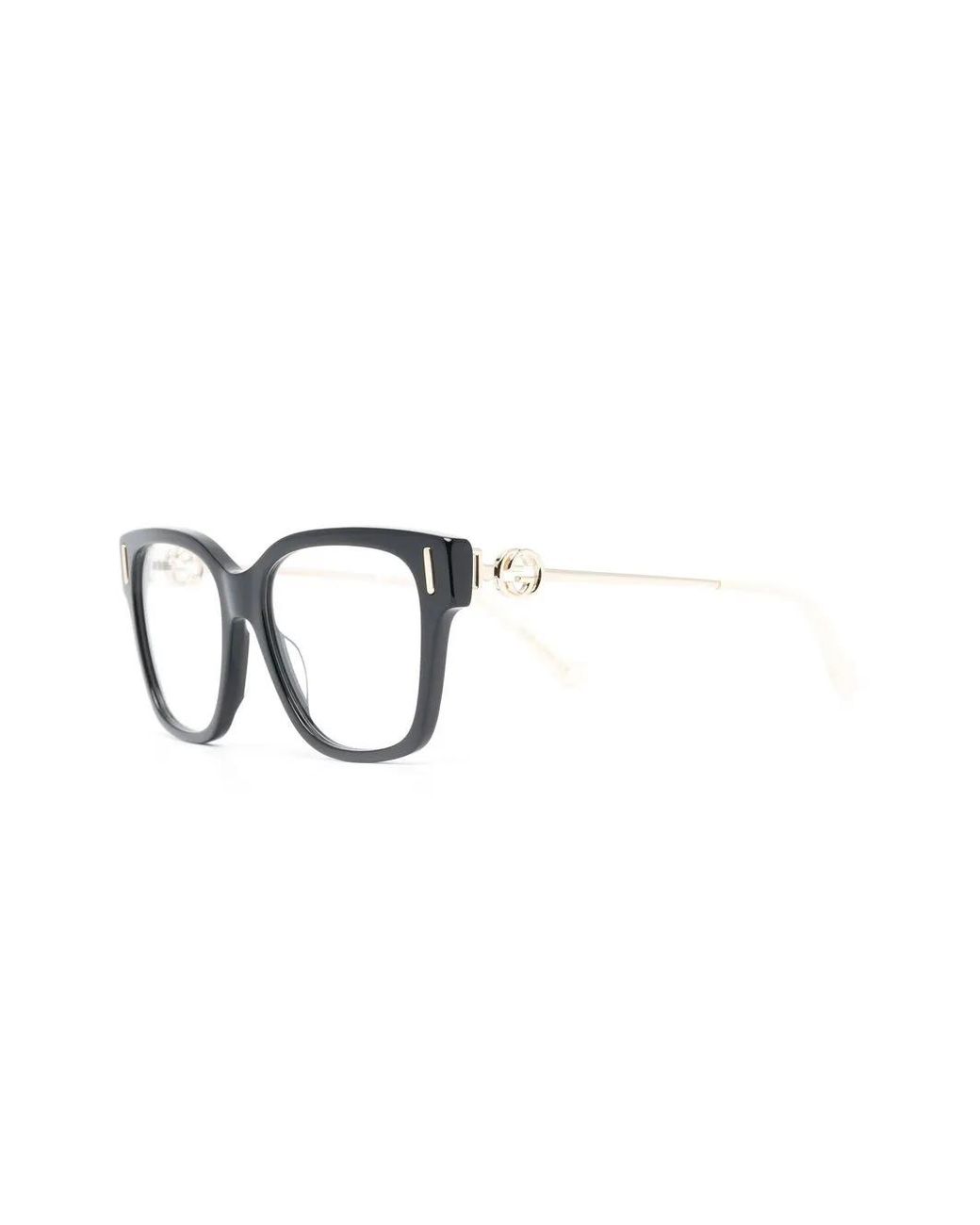 Gucci Brown Gg-Logo Square-Frame Optical Glasses