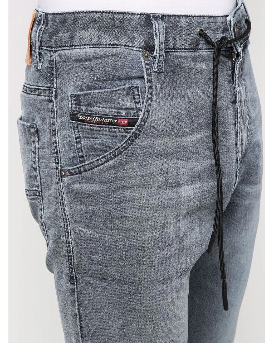 DIESEL Blue Drawstring Denim Jeans for men