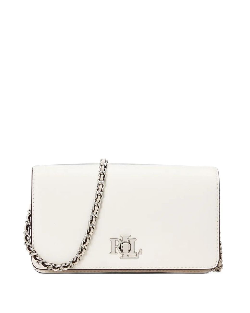 Ralph Lauren White Logo-Plaque Chain-Link Mini Bag