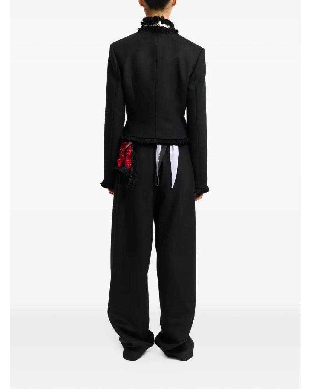 16Arlington Black Jenna Fringed-Trim Cropped Jacket
