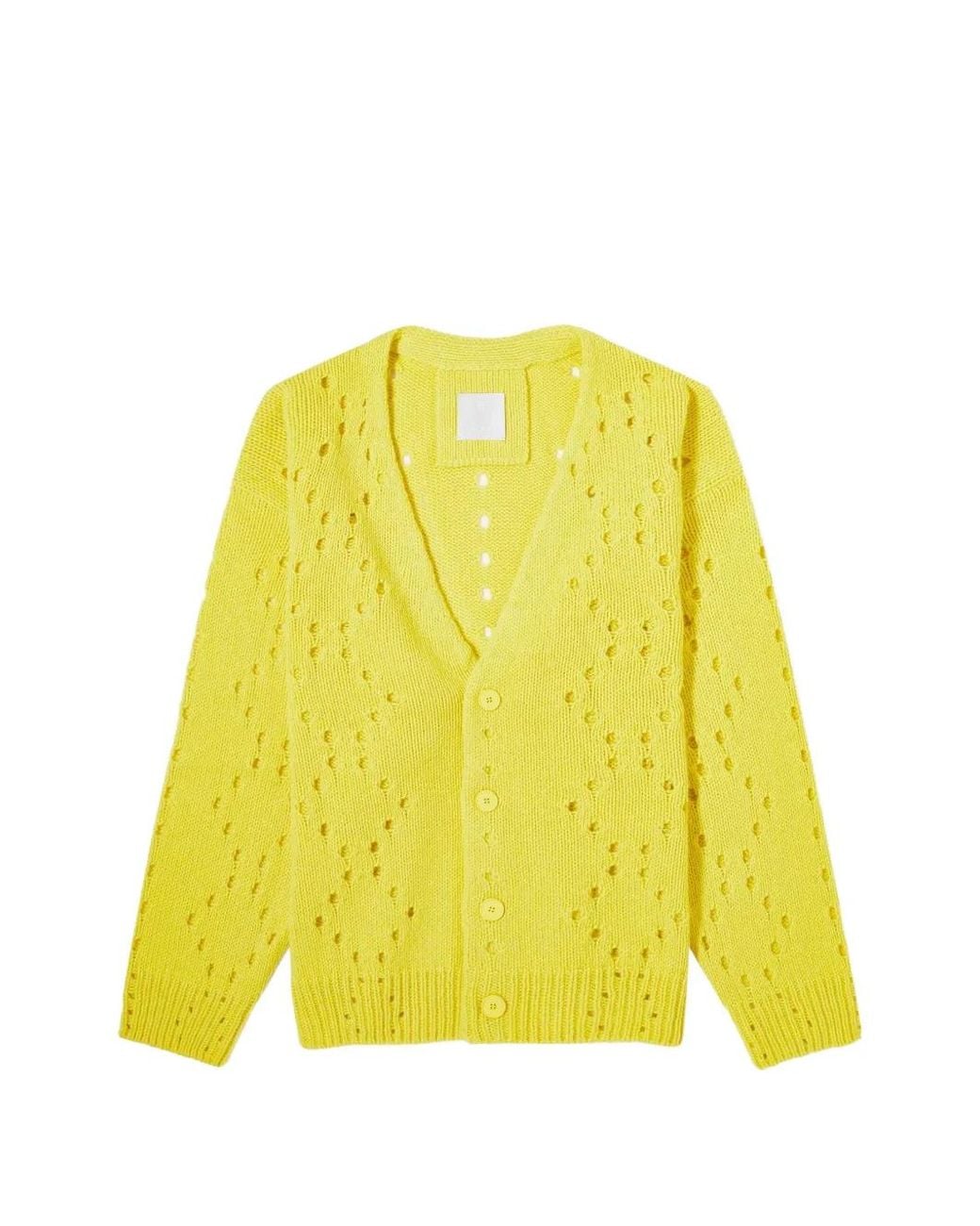 Givenchy Yellow Open Stitch Cardigan for men