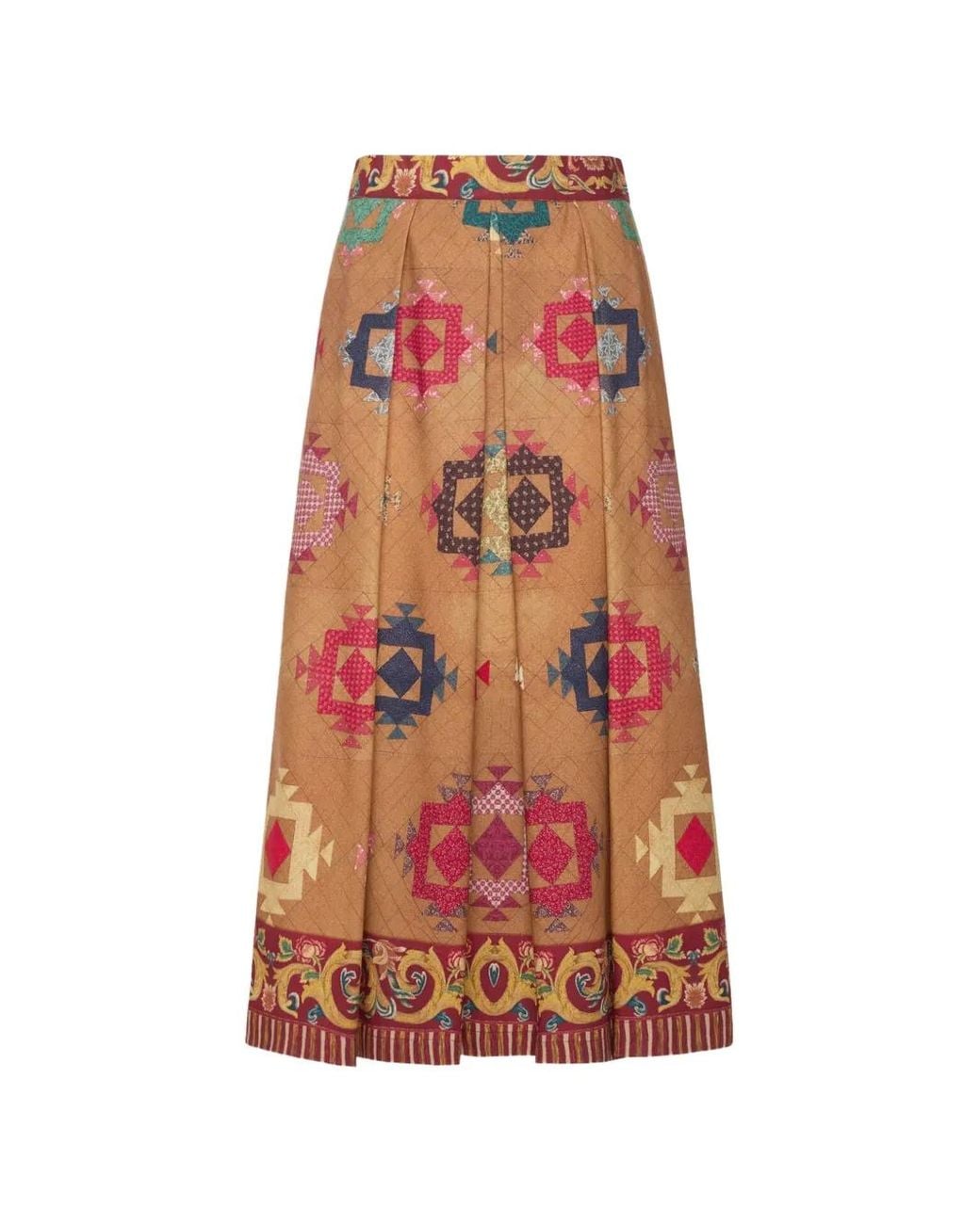 Pierre Louis Mascia White Beatex Geometric-Motif Pleated Midi Skirt