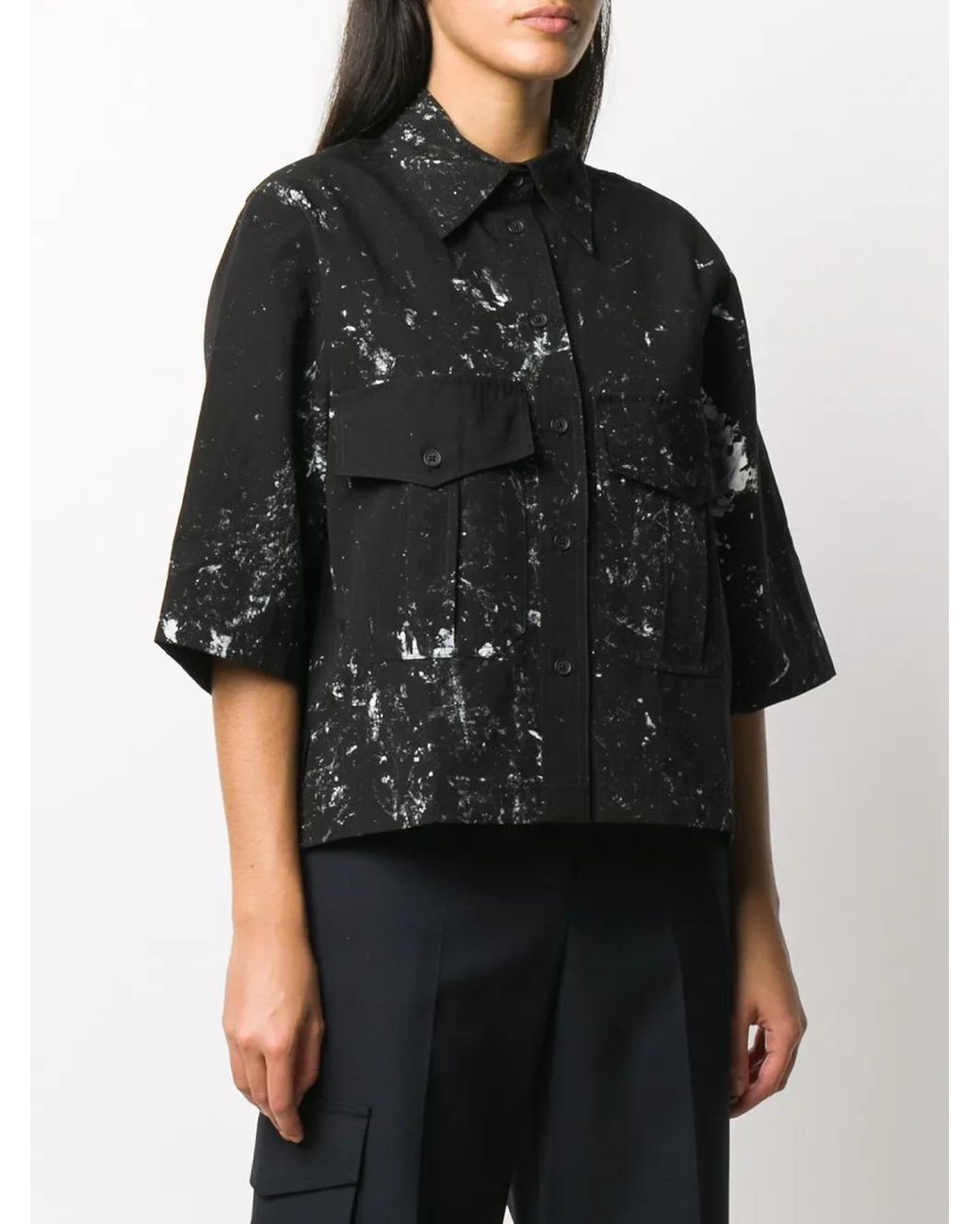 Song For The Mute Black Paint-Splatter Short Sleeve Shirt